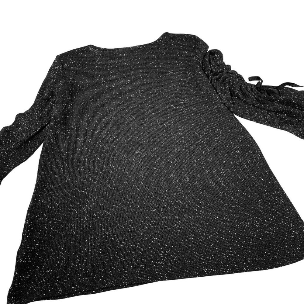 Juicy Couture Sparkly Metallic Ruched Sleeves Pullover Sweater Top Women X Small - Picture 7 of 13